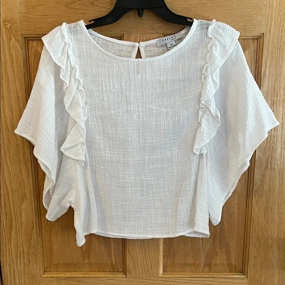 FAVLUX - Pretty White Ruffle Sleeve Blouse - Medium - Picture 3 of 16